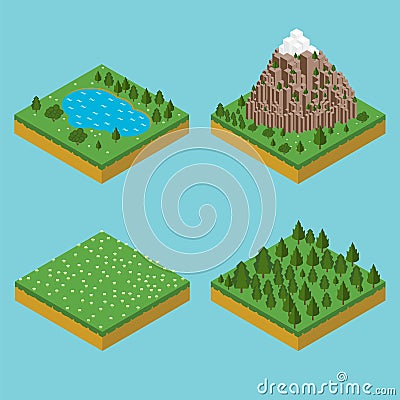 Isometric landscape seamles. Pre assembly isometric Vector Illustration