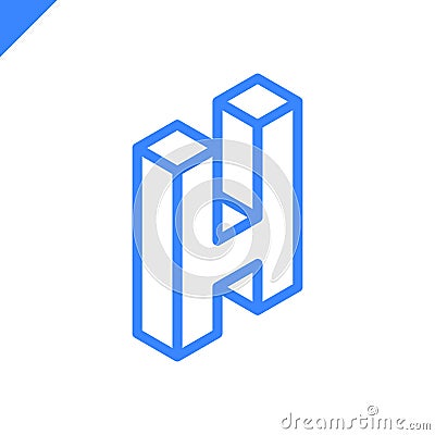 Isometric letter H logo. Abstarct and simple vector logotype Vector Illustration