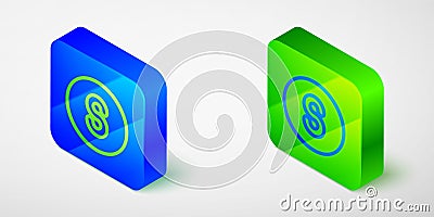 Isometric line Compass south icon isolated on grey background. Windrose navigation symbol. Wind rose sign. Blue and Vector Illustration