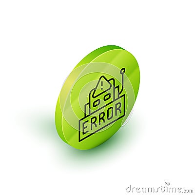 Isometric line Error in the operation program of the robot icon isolated on white background. A broken chip of a robot Vector Illustration