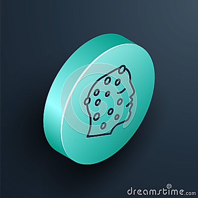 Isometric line Face with psoriasis or eczema rash icon isolated on black background. Concept of human skin response to Vector Illustration
