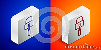 Isometric line Lockpicks or lock picks for lock picking icon isolated on blue and orange background. Silver square Vector Illustration