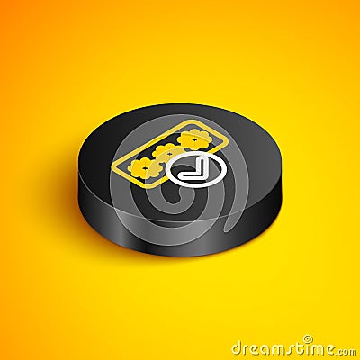 Isometric line Password protection and safety access icon isolated on yellow background. Security, safety, protection Stock Photo