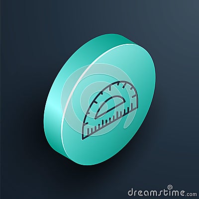 Isometric line Protractor grid for measuring degrees icon isolated on black background. Tilt angle meter. Measuring tool Vector Illustration