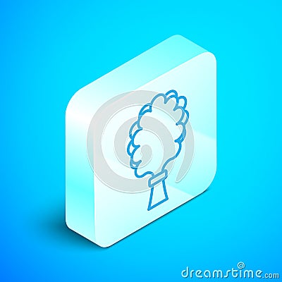 Isometric line Sauna broom icon isolated on blue background. Broom from birch twigs, branches for Russian steam bath Vector Illustration