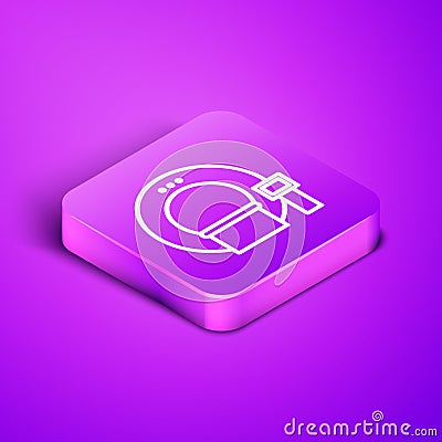 Isometric line Tomography icon isolated on purple background. Medical scanner, radiation. Diagnosis, radiology, magnetic Vector Illustration