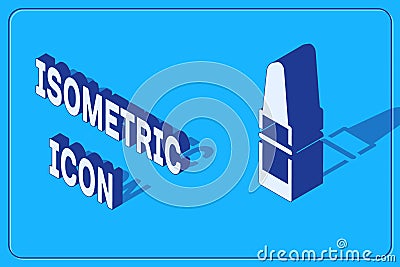 Isometric Lipstick icon isolated on blue background. Vector Vector Illustration