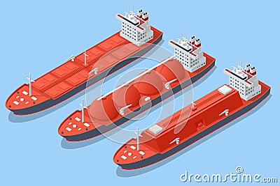 Isometric LNG carrier, an LNG carrier is a tank ship designed for transporting liquefied natural gas Import or export Vector Illustration