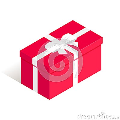 Isometric long square gift box red Cartoon Illustration