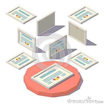 Isometric low poly Diploma Vector Illustration