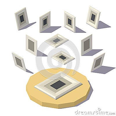 Isometric lowpoly Picture Frame Vector Illustration