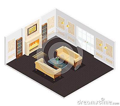 Isometric Luxury Interior Vector Illustration