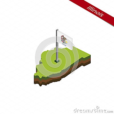 Illinois Isometric map and flag. Vector Illustration Vector Illustration