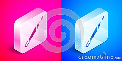 Isometric Marijuana joint, spliff icon isolated on pink and blue background. Cigarette with drug, marijuana cigarette Vector Illustration