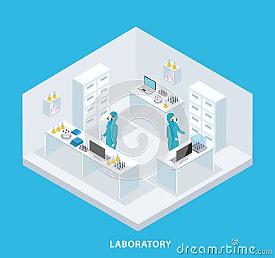 Isometric Medical Research Concept Vector Illustration
