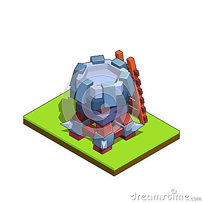 Isometric medieval tower defense for game isolated on white background. Vector Illustration