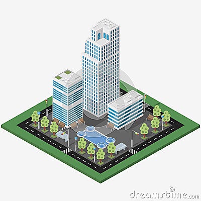 Isometric megalopolis business city Vector Illustration