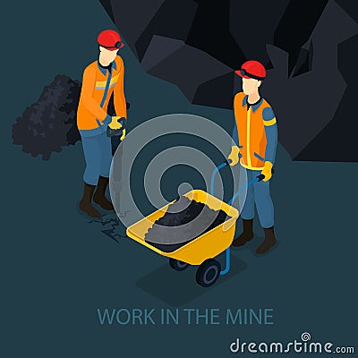 Isometric Mine Industry Concept Vector Illustration