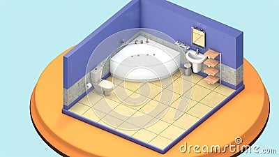 Isometric mini Bathroom Stock Photo