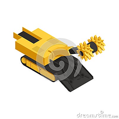 Isometric Mining Vehicle Vector Illustration