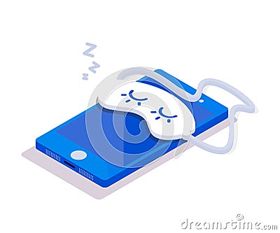 Isometric mobile phone sleep Vector Illustration