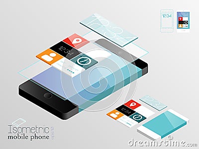 Isometric mobile phones Vector Illustration