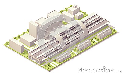 Isometric modern train station Vector Illustration