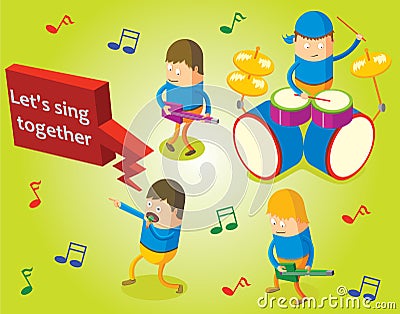 Isometric music band personnel Vector Illustration