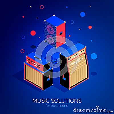 Isometric music equipment 3 Vector Illustration