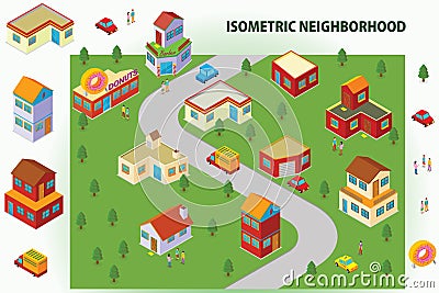 Isometric Neighborhood Stock Photo
