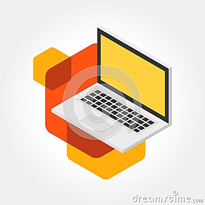 Isometric notebook, laptop design icon illustration Vector Illustration