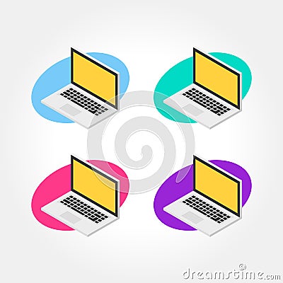 Isometric notebook, laptop design icon illustration Vector Illustration