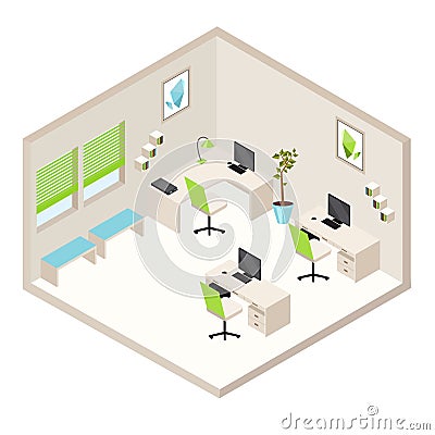 Isometric office room Vector Illustration