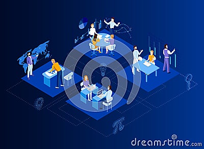 Isometric office team. Stock Photo