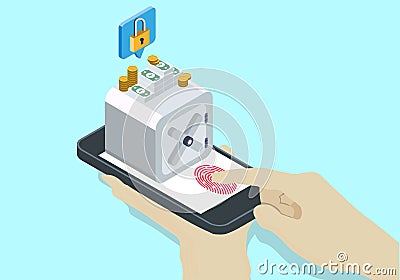 Isometric online bank security Vector Illustration