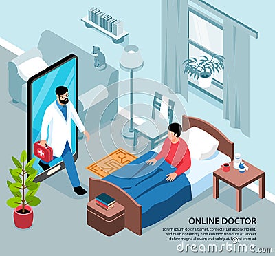 Online Doctors Visit Background Vector Illustration