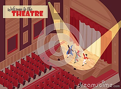 Isometric Opera Theatre Illustration Vector Illustration