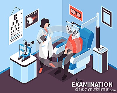 Isometric Ophthalmologist Office Composition Vector Illustration