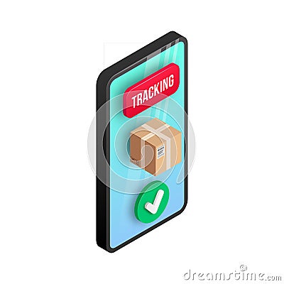 Isometric order tracking package found concept Cartoon Illustration