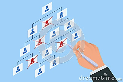 Isometric Organisational Restructuring. Staff Unemployment, job Cuts. Demotion, Bad worker, Staff cuts. Human resources Vector Illustration