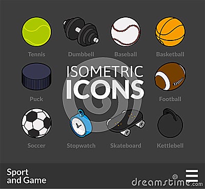 Isometric outline icons set 46 Vector Illustration