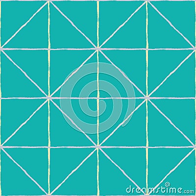 Isometric painterly grid vector seamless pattern background. Hand drawn brush stroke style linear criss cross backdrop Vector Illustration
