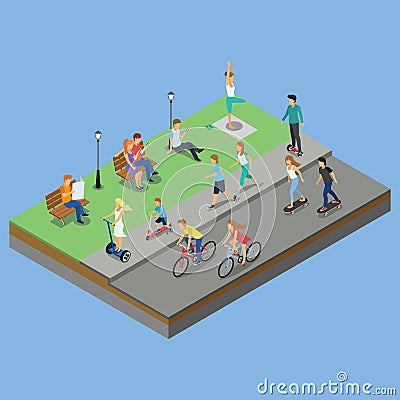 Isometric park activity Vector Illustration