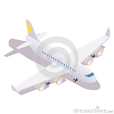 Isometric passenger plane standing at the airport with landing gears lowered Stock Photo