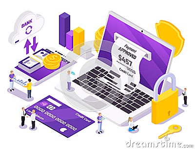 Isometric Payments Online Composition Vector Illustration