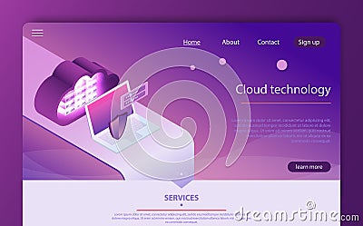 Isometric personal data protection web banner concept. Mobile payments, personal data protection. Vector Illustration