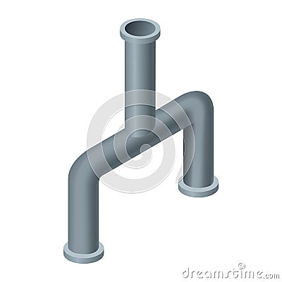 Isometric pipe. Water tube or pipeline for oil or gas industry tube construction. Plastic plumbing system in 3d. Piece Vector Illustration