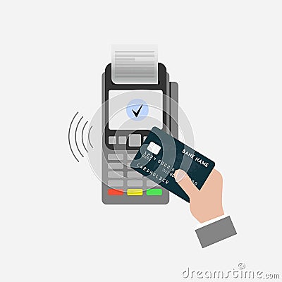 Isometric Pos terminal Vector illustration in flat design. nfc payments concept Vector Illustration