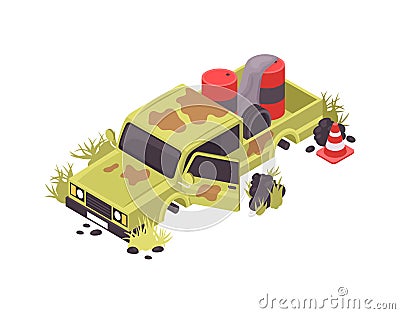 Isometric Post Apocalypse Vector Illustration