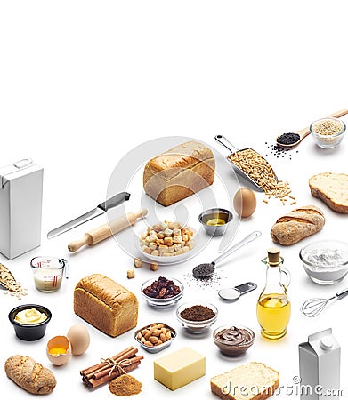 Isometric presentation of baking ingredient Stock Photo